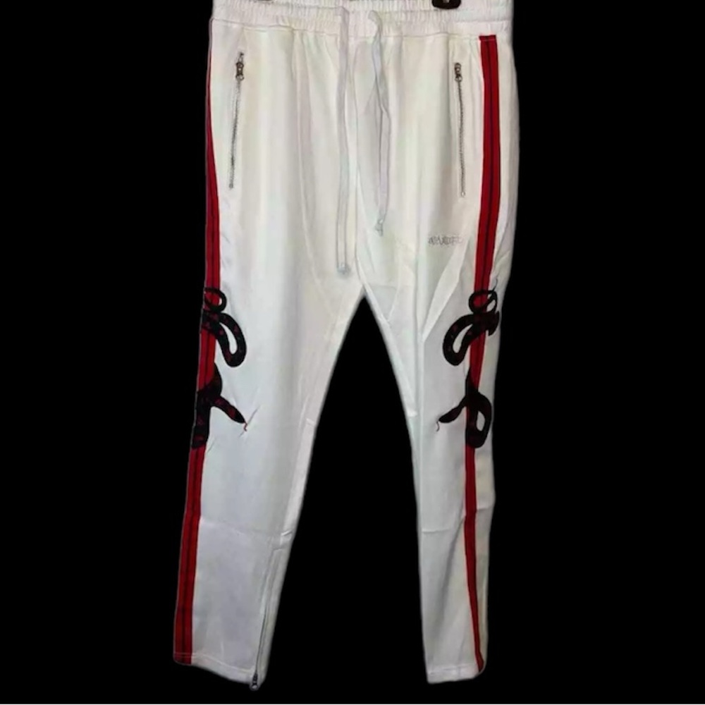 NWT/NIP Karter Collection Snake Embroidered Maverick Track Pants SIZE: XL White